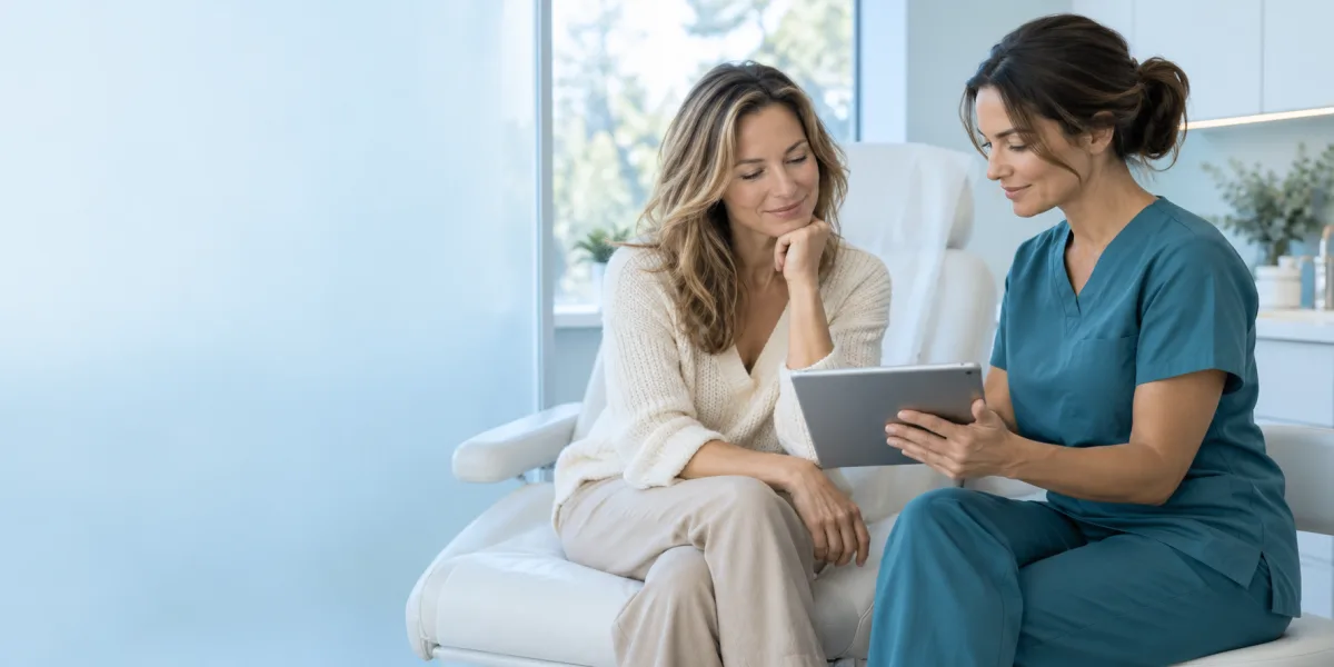 Illustration of a calm skin consultation setting